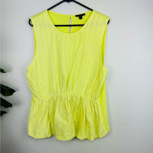 J. Crew Cinched Neon Lime Green Peplum Sleeveless Top Solid XL - Picture 2 of 6